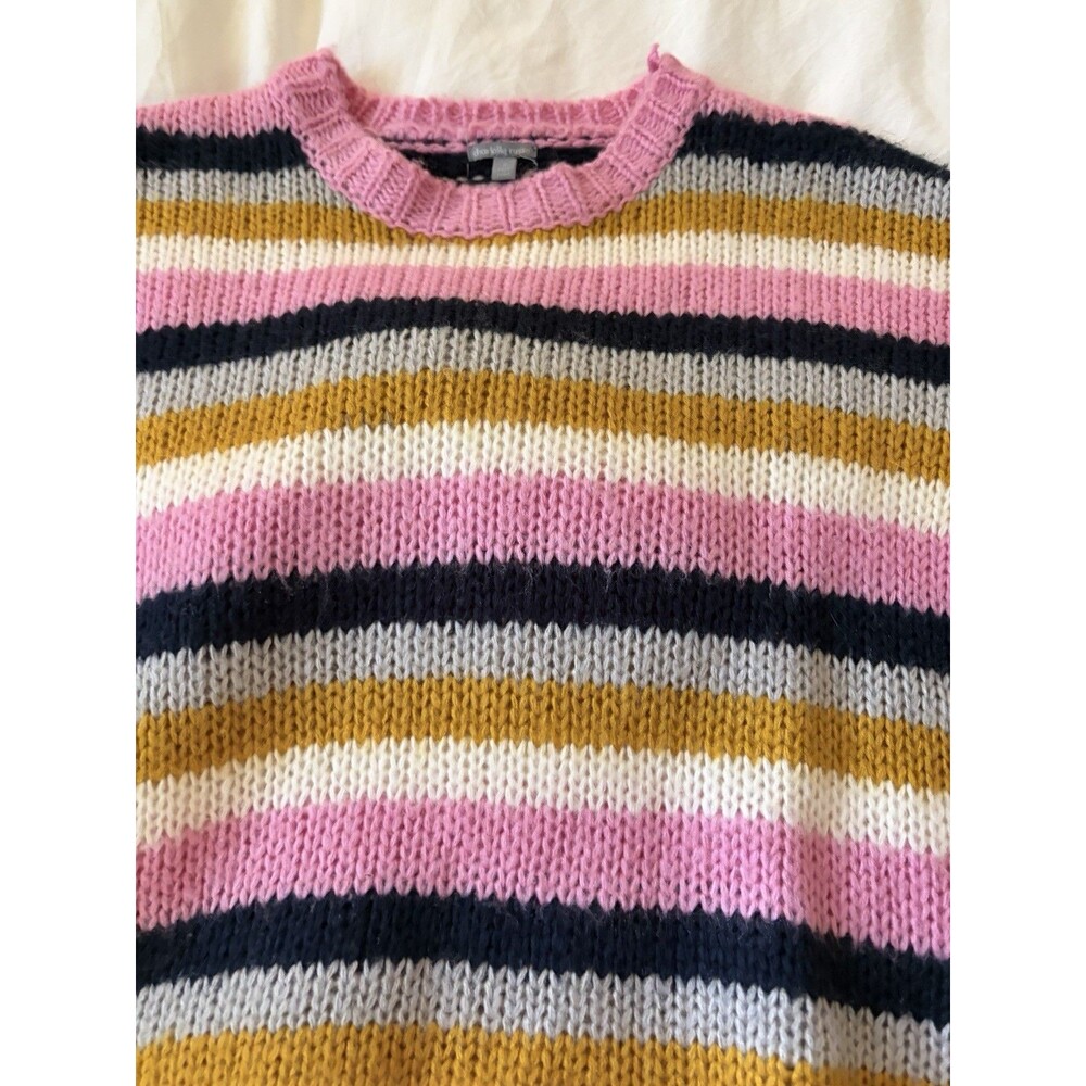 Charlotte Russe Trendy Striped Cropped Crewneck Sweater Size Small Multi Color